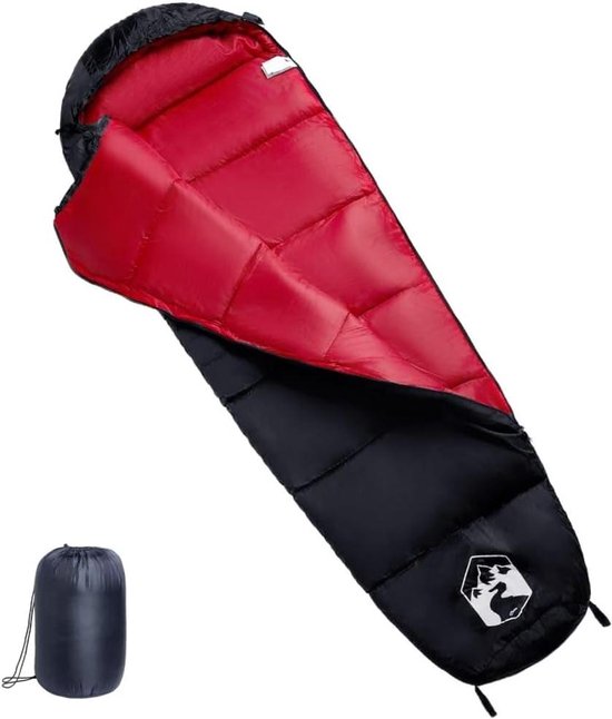 Mummie Slaapzak - Kampeerzak Slaapzak - Kamperen en Reizen - Waterbestendige Buitenschaal - 6 kg - Zwart en Rood