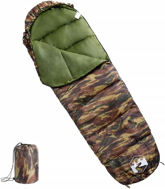 Mummie Slaapzak - Kampeerzak Volwassenen - Buiten Kamperen - 3 Seizoenen Geschikt - 6 kg - Camouflage
