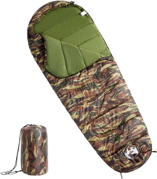 Mummie Slaapzak - Kampeerzak Volwassenen - Outdoor Avonturen - 3 Seizoenen Geschikt - 6 kg - Camouflage