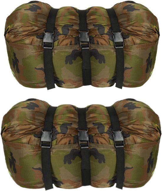 Mummie slaapzak - Set van 2x stuks - 1 persoons - camouflage print - 210 x 80 cm - Outdoor/camping slaapzakken