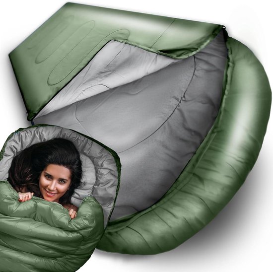 Mummieslaapzak - Kampeerslaapzak Outdoor - Kamperen en Reizen - Waterdicht en Ademend - 210 x 73 cm - Groen