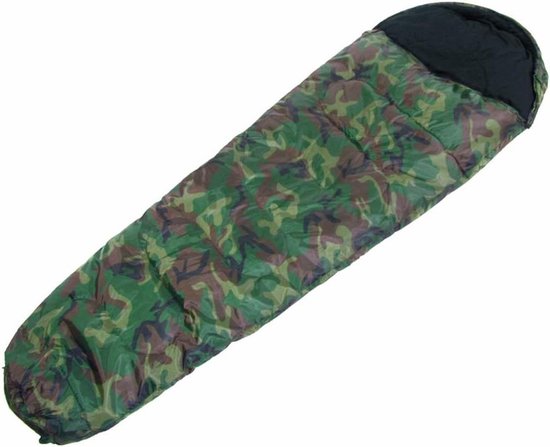 Mummieslaapzak - Kampeerzak - Buiten slapen - Geïntegreerde capuchon - One size - Woodland