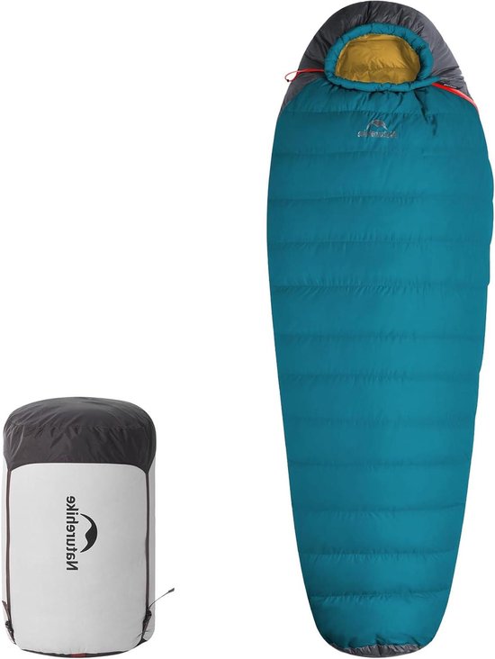 Mummieslaapzak - Outdoor slaapzak - Kamperen en hiken - Eendendons vulling - 205 x 80 cm - Blauw