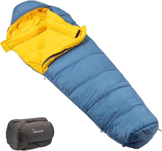 Mummieslaapzak - Outdoor slaapzak - Kamperen en wandelen - Waterafstotend ripstop materiaal - 205 x 80/50 cm - Blauw