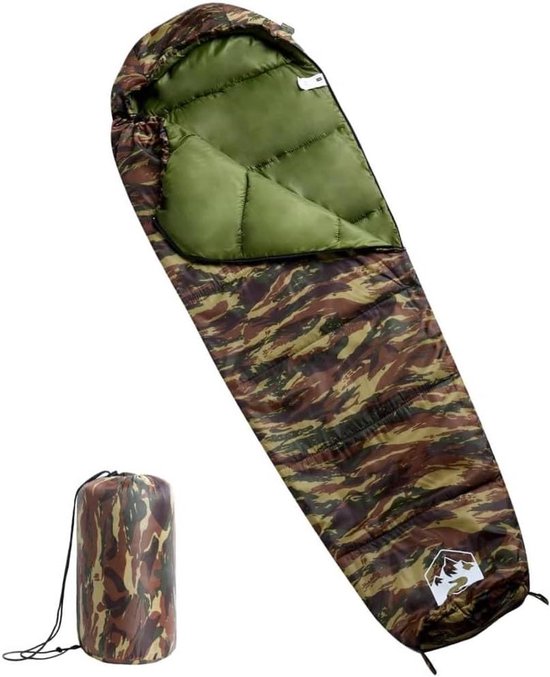 Mummieslaapzak Volwassenen - Kampeerslaapzak Outdoor - Kamperen en Reizen - Waterbestendig en Vochtwerend - 180 x 63 cm - Camouflage