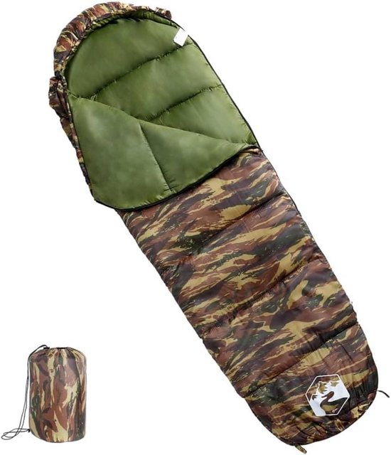 Mummieslaapzak Volwassenen - Kampeerslaapzak Outdoor - Kamperen Wandelen - Waterbestendig Ademend - 180x62 cm - Camouflage