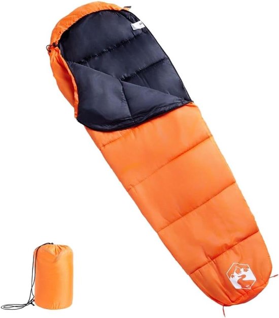 Mummieslaapzak Volwassenen - Kampeerslaapzak Wandelzak - Kamperen en Reizen - Waterbestendig en Duurzaam - 194 x 68 cm - Oranje Zwart