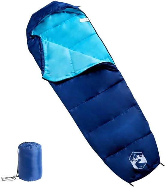 Mummieslaapzak Volwassenen - Kampeerzak Buiten - Kamperen Wandelen Reizen - Waterbestendig Vochtwerend - 194 x 68 cm - Marineblauw Blauw