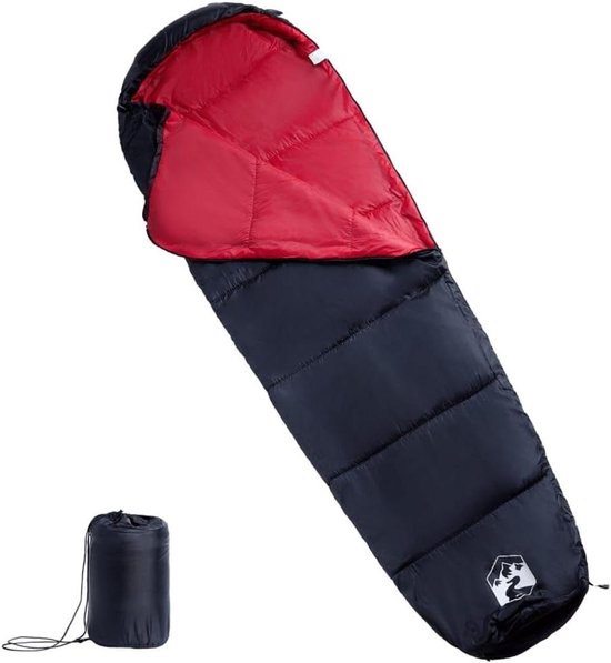 Mummieslaapzak Volwassenen - Kampeerzak Outdoor - Kamperen Wandelen - Waterbestendig Vochtwerend - 194 x 68 cm - Zwart Rood