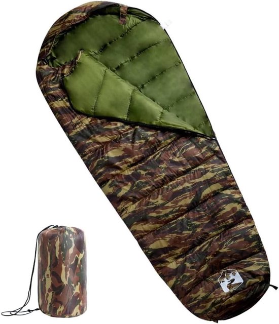 Mummieslaapzak Volwassenen - Kampeerzak Slaapzak - Buitenactiviteiten Kamperen - Waterbestendig Vochtwerend - 215 x 85 cm - Camouflage