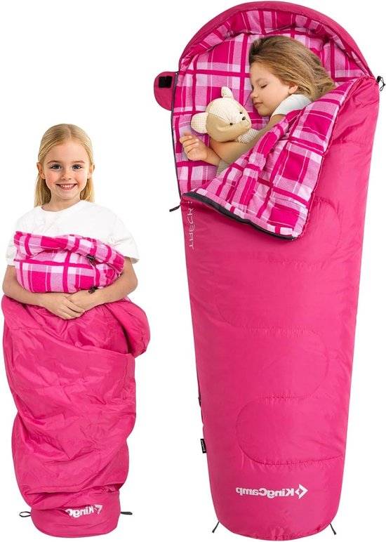 Mummy Slaapzak - Kampeer Slaapzak - Kamperen en Outdoor - Waterdicht en Winddicht - 165x70x45cm - Roze Flanel