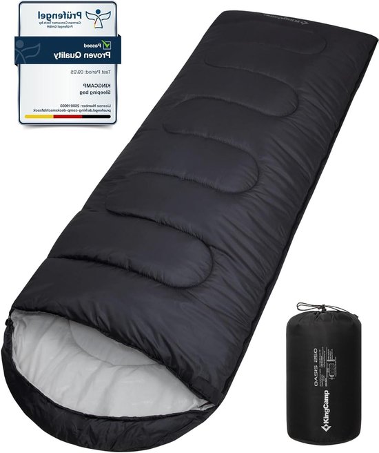 Mummy Slaapzak - Kampeerzak - Buiten slapen - Waterdicht en compact - 220 x 75 cm - Zwart