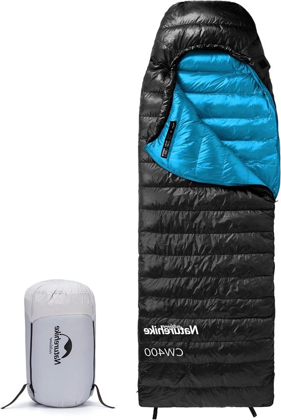 Mummy Slaapzak - Kampeerzak Dons - Buiten Kamperen - Waterdicht Nylon Buitenkant - 210 x 75 cm - Zwart