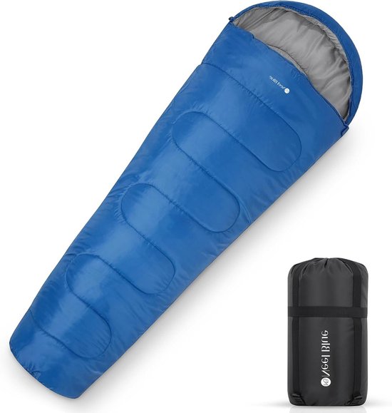 Mummy Slaapzak - Outdoor Slaapzak - Kamperen en wandelen - Waterdichte polyester shell - 220 x 85 cm - Koningsblauw