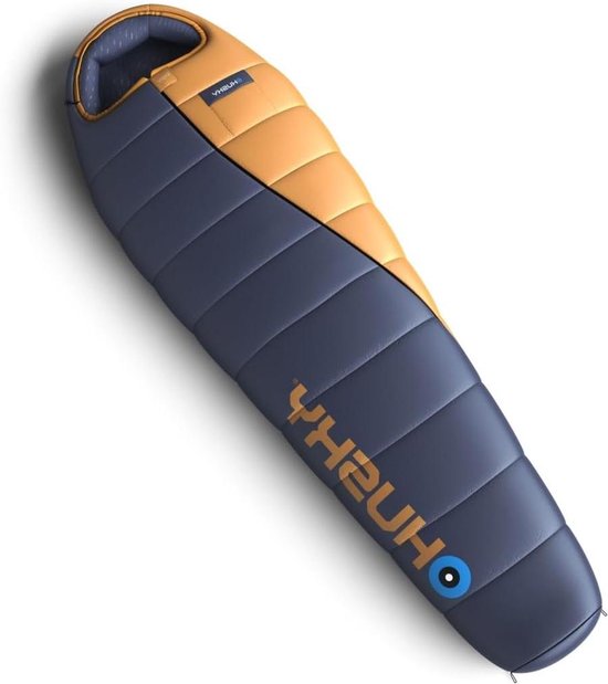 Mummyslaapzak - Expeditieslaapzak Outdoor - Kamperen en Hiken - Hoge Kwaliteit Holle Vezel - 220 cm - Blauw Oranje