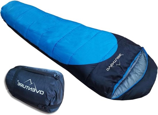 Mummyslaapzak - Outdoor slaapzak - Kamperen en reizen - Verhoogd voeteneinde - 210 x 80 cm - Blauw
