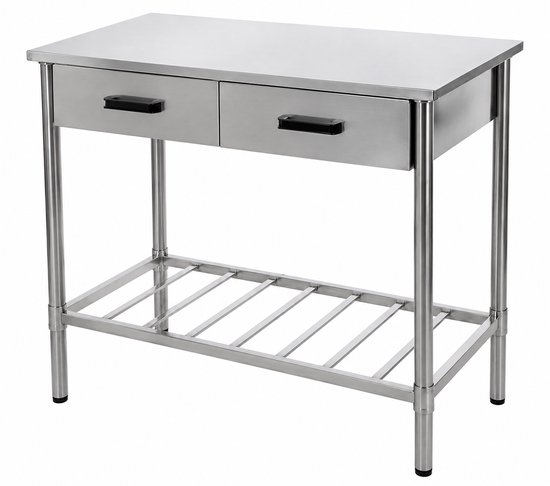 Muntel® Buitenkeuken - Werktafel - 2 Lades en Opbergrek - RVS - 100x50,5x87 cm