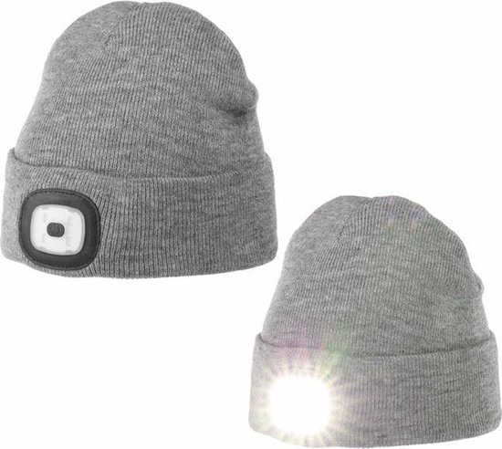 Muts met LED licht - grijs of zwart van Varta