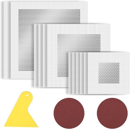 Muurreparatie Set - Gaten Herstellen - Wanden Verven - Aluminium Versterkt - 3 Maten Inclusief - Wit Geel Bruin