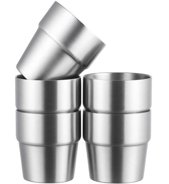 My Green Deal – RVS Stapelbare Bekers – Duurzame Roestvrijstalen Drinkbekers – Herbruikbare Metalen Glazen voor Warme & Koude Dranken