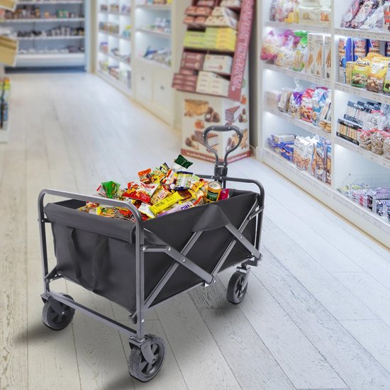 Mygroot - Strandwagen - Bolderkar - Opvouwbaar strandwagen - Fleshouder - Hondenwagen - Draaibare brede wielen - 80 kg belastbaar. van MY