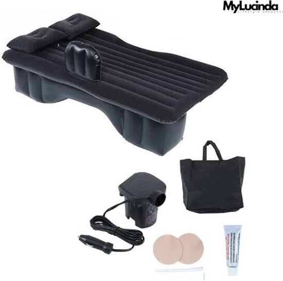 Mylucinda® Luchtbed Voor Auto – 132x70x37 cm – Opblaasbaar Bed Met Pomp, Tas, Kussens En Reparatieset – Ideaal Voor Onderweg van MyLucinda