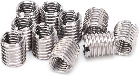 naar M10 draadadapter, 10 stuks M8 draadinzetstuk verloopmoer, roestvrij staal M8 X 1,25 M10 X 1,5 platte kop inzetmoer draadhuls reparatie draadinzetstukken inschroefmoer