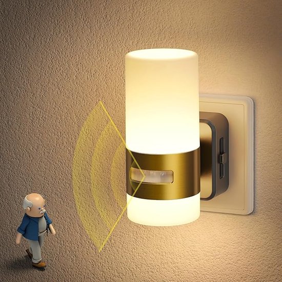 Nachtlampje Stopcontact Met Bewegingsmelder, Nachtlampje Kinderdimbaar, 3 Standen (Auto/Aan/Uit), 3000K Warm Wit, Nachtlampje Led Stopcontact Voor Kinderkamer, Slaapkamer, Hal, Keuken van N\A