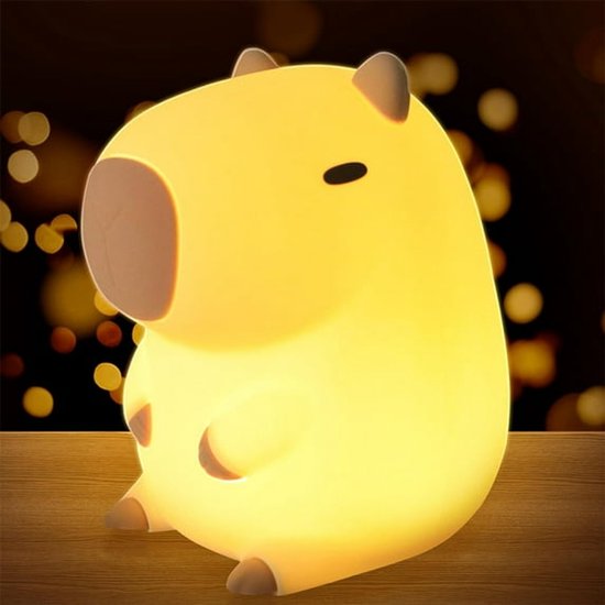 Nachtlampje voor kinderen met capibara-thema, bedlampje in de vorm van een capibara, met aanraakbediening, draagbaar, oplaadbaar, dimbaar, perfect verjaardagscadeau voor jongens en meisjes.