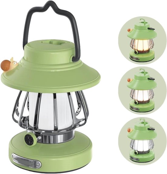 Nachtlicht- Kinderkampeerlantaarn - Zaklamp voor peuters - Met zacht licht en oogbeschermingsfunctie - Binnen - Buiten - Hangende tent - Draagbaar - Nachtlampje - Op batterijen - Oplaadbaar - Verlichtingsapparatuur (Groen - 11,5 * 11,5 cm)