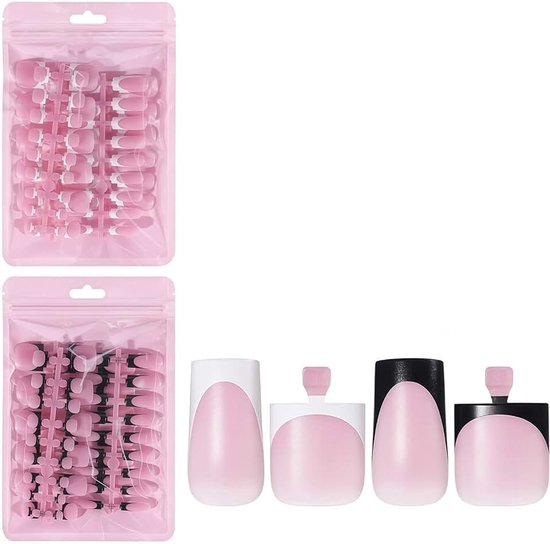 Nagels om te plakken Set Professional, Press on Nails French Design, Kunstnagels Volledige Dekking, 120 Stuks Hand & Voet, 15 Maten