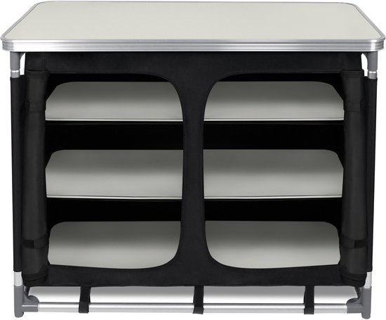NAIZY Campingkeuken Campingkast Opvouwbaar Reiskeuken Tentkast met Aluminium Frame Opbergvakken Outdoor Keuken Camping Accessoires, Inclusief Draagtas, 100x50x80cm van Merkloos