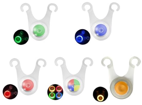 Namajunas - 5 stuks Draagbaar Camping lamp - 3 modi - Siliconen - Met Haak - Waterdicht - Meerdere kleuren - Op Batterijen - Voor nachtlopen of honden uitlaten - Voor kamperen, stroomuitval en noodgevallen - Compact - Noodlamp - LED‑lampje