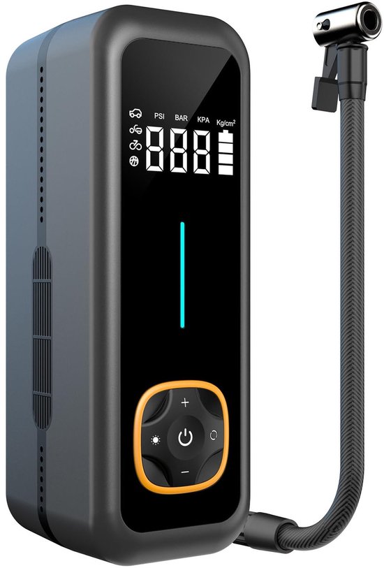 Namajunas - Draagbare lucht pomp voor banden - 10000 mAh - Intelligent digitaal display - Elektrische pomp - Met lamp - Opblaas pomp - Klein en draagbaar - Kan als powerbank gebruikt worden - Draadloos & oplaadbaar - Buiten kamperen lucht pomp