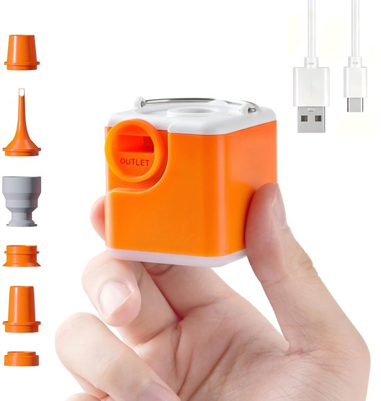 Namajunas - Ultrakrachtige mini-luchtbedpomp met kampeerlicht - 4.5 kPa elektrische luchtpomp - Luchtcompressor - Zwembadpomp - 2400 mAh - Draadloos & Oplaadbaar - Perslucht - Luchtbed pomp voor slaapzak, kampeeruitrusting en vacuümopbergzakken