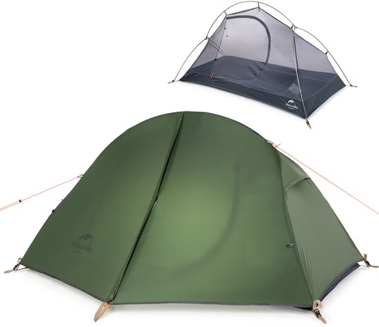 Naturehike Cloud Trek 1-persoons tent – lichtgewicht trekking tent – 20D nylon – 4000 mm waterkolom – trekkerstent – 1-persoons lichtgewicht van Merkloos