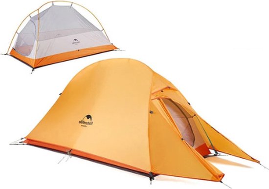 Naturehike Cloud Up 1 tent - 1 persoons tent - Lichtgewicht tent - Incl. grondzeil - Oranje - 20D 3000mm - Outdoor - Waterdicht - Hiking & Wandelen van Naturehike