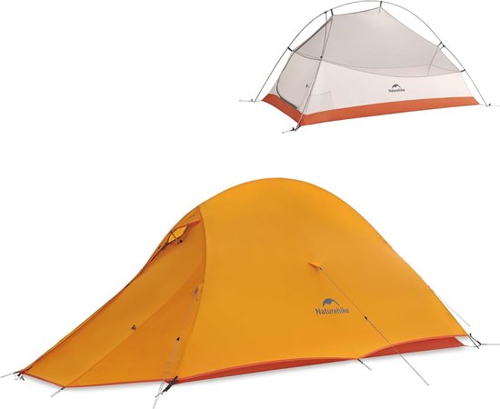 Naturehike Cloud Up 2 BASE – 2 persoons tent – Lichtgewicht tent – Incl. grondzeil – 210T 3000MM – Outdoor – Waterdicht – Kampeertent – Trekkerstent – Koepeltent – Oranje