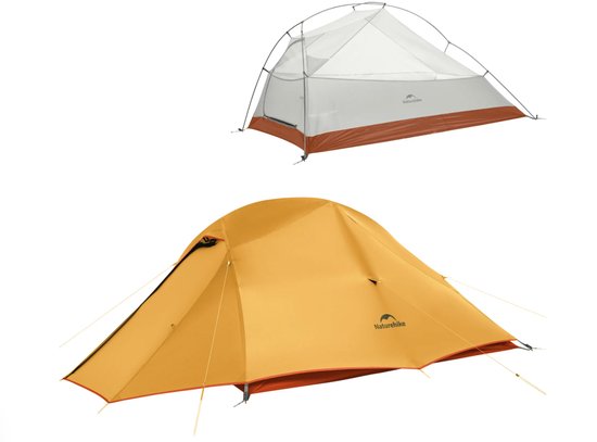 Naturehike Cloud Up 3 BASE – 3 persoons lichtgewicht tent – Waterdichte kampeertent – 210T 3000MM – Inclusief grondzeil – Outdoor trekking koepeltent – Oranje