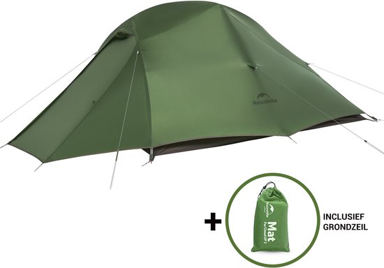 Naturehike Cloud Up 3 PRO – 3 persoons lichtgewicht tent – Waterdichte kampeertent – 20D 3000MM – Inclusief grondzeil – Outdoor trekking koepeltent – Groen van Merkloos
