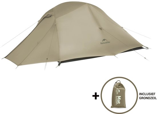 Naturehike Cloud Up 3 PRO - 3 persoons lichtgewicht tent - Waterdichte kampeertent - 20D 3000MM - Inclusief grondzeil - Outdoor trekking koepeltent - Maanzand van Naturehike
