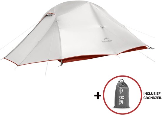Naturehike Cloud Up 3 PRO - 3 persoons lichtgewicht tent - Waterdichte kampeertent - 20D 3000MM - Inclusief grondzeil - Outdoor trekking koepeltent - Wit/Grijs van Naturehike