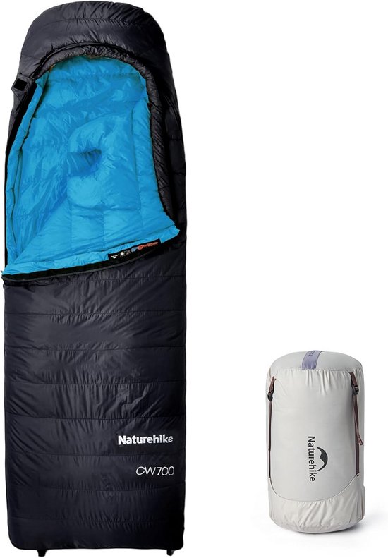 Naturehike CW700 Donsslaapzak, ultralichte draagbare en compacte winterslaapzak, 4 seizoenen, voor volwassenen en kinderen, outdoor, camping, wandelen, reizen, met compressiezak