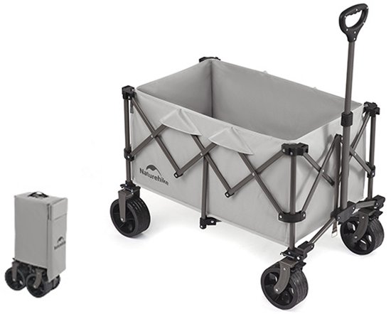 Naturehike Opvouwbare Bolderkar 150L - Vertical Fold - Tot 150 kg Belastbaar - 360° All-Terrain Wielen - Voorremmen - Camping & Strandwagen van Merkloos