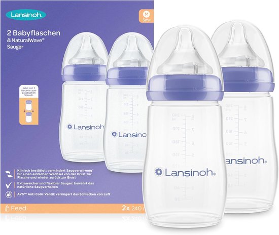 Natuurlijke Babyfles 240 ml - 2 Stuks voor Borstvoeding van N/A