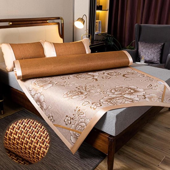 Natuurlijke Koelmat - Zomer Mat - Koel Slapen - Ademend Rattan - 180 x 200 cm - Natuurlijk
