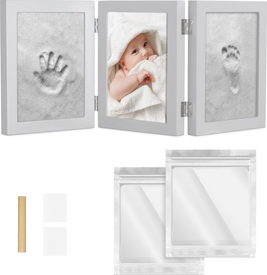 Navaris handafdruk en voetafdruk kit - Set met frame en klei voor het gieten van baby's hand- en voetafdrukken - Ideaal voor pasgeboren baby's van Navaris