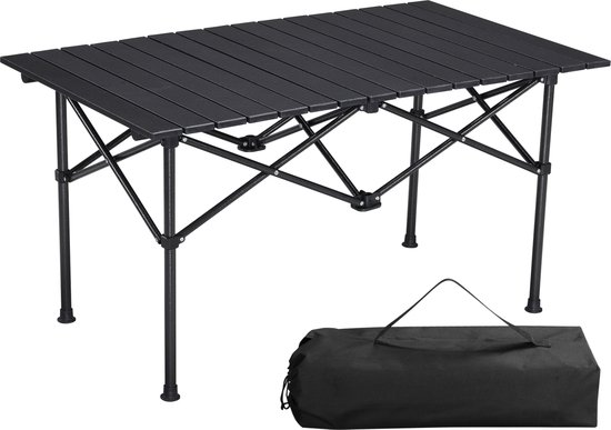 Navaris inklapbare tafel van aluminium - Vouwtafel van 95 x 55 x 50 cm - Campingtafel met draagtas - Maximaal draagkracht 60 kilo - Zwart