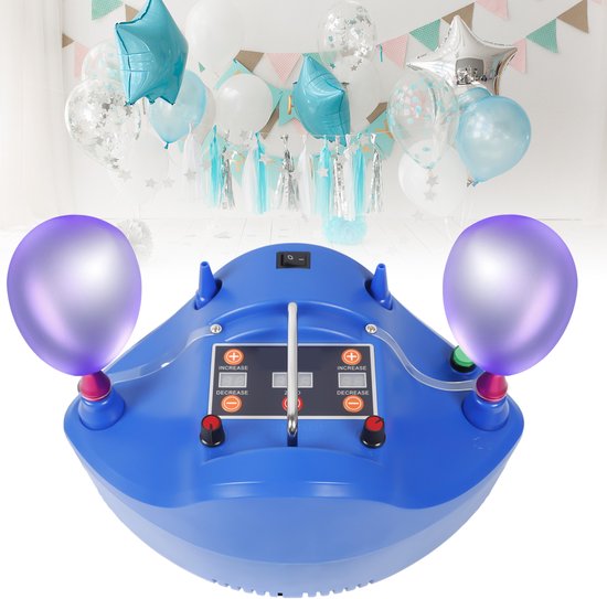 NAVOBIZ Elektrische ballon pomp - Opblaaspomp - Ballon opblazer - 4 mondstukken - Instelbare tijd - 1200W motor - 3,5 PSI - Blauw