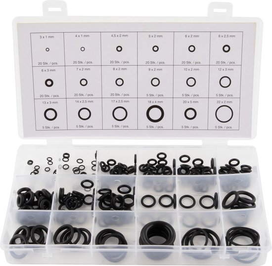 NBR O-ringen assortiment - 18 soorten - 225 stuks - zwart van $
